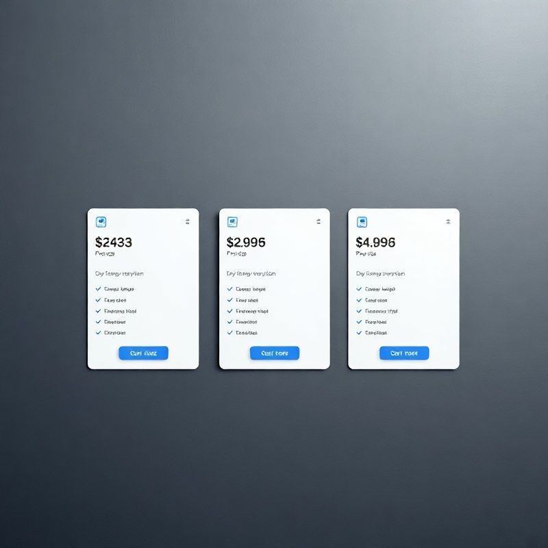 Ilustración de tres planes de precios en tonos slate profesionales